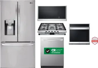 5 Piece Package Includes Refrigerator, Cooktop, Wall Oven, Microwave And Dishwasher
