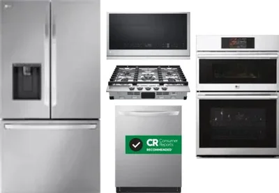 5 Piece Package Includes Refrigerator, Cooktop, Wall Oven, Microwave And Dishwasher