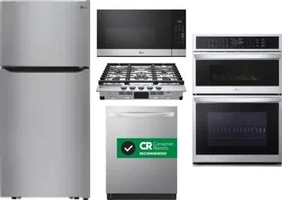 5 Piece Package Includes Refrigerator, Cooktop, Wall Oven, Microwave And Dishwasher