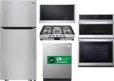 5 Piece Package Includes Refrigerator, Cooktop, Wall Oven, Microwave And Dishwasher