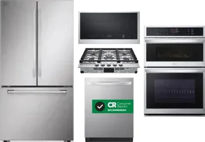 5 Piece Package Includes Refrigerator, Cooktop, Wall Oven, Microwave And Dishwasher
