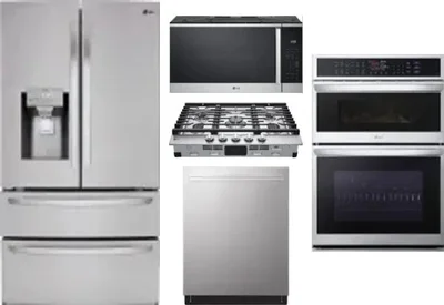 5 Piece Package Includes Refrigerator, Cooktop, Wall Oven, Microwave And Dishwasher