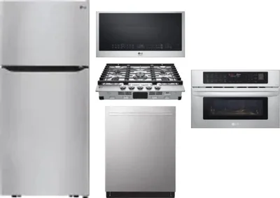 5 Piece Package Includes Refrigerator, Cooktop, Wall Oven, Microwave And Dishwasher
