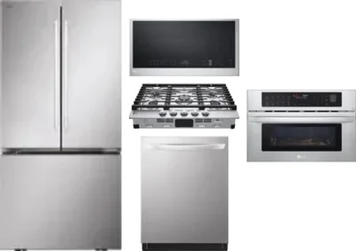 5 Piece Package Includes Refrigerator, Cooktop, Wall Oven, Microwave And Dishwasher