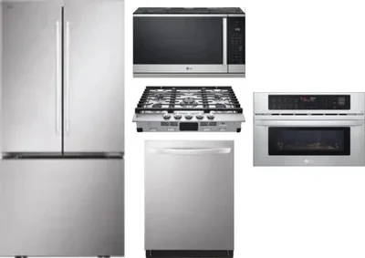 5 Piece Package Includes Refrigerator, Cooktop, Wall Oven, Microwave And Dishwasher