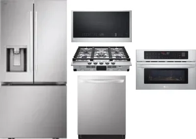 5 Piece Package Includes Refrigerator, Cooktop, Wall Oven, Microwave And Dishwasher