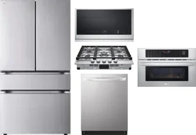 5 Piece Package Includes Refrigerator, Cooktop, Wall Oven, Microwave And Dishwasher