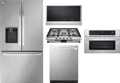 5 Piece Package Includes Refrigerator, Cooktop, Wall Oven, Microwave And Dishwasher