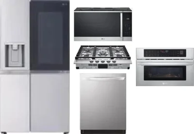 5 Piece Package Includes Refrigerator, Cooktop, Wall Oven, Microwave And Dishwasher