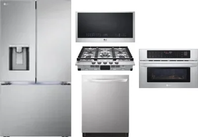 5 Piece Package Includes Refrigerator, Cooktop, Wall Oven, Microwave And Dishwasher