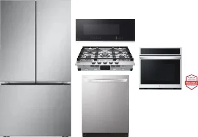 5 Piece Package Includes Refrigerator, Cooktop, Wall Oven, Microwave And Dishwasher