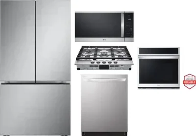 5 Piece Package Includes Refrigerator, Cooktop, Wall Oven, Microwave And Dishwasher
