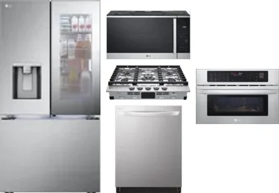 5 Piece Package Includes Refrigerator, Cooktop, Wall Oven, Microwave And Dishwasher