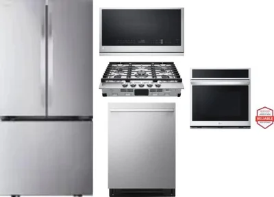 5 Piece Package Includes Refrigerator, Cooktop, Wall Oven, Microwave And Dishwasher