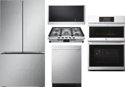 5 Piece Package Includes Refrigerator, Cooktop, Wall Oven, Microwave And Dishwasher