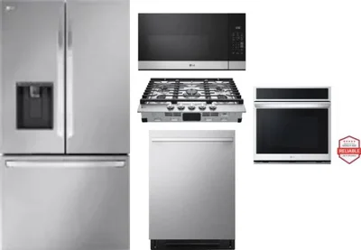 5 Piece Package Includes Refrigerator, Cooktop, Wall Oven, Microwave And Dishwasher