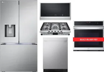 5 Piece Package Includes Refrigerator, Cooktop, Wall Oven, Microwave And Dishwasher