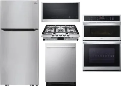 5 Piece Package Includes Refrigerator, Cooktop, Wall Oven, Microwave And Dishwasher