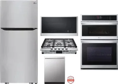 5 Piece Package Includes Refrigerator, Cooktop, Wall Oven, Microwave And Dishwasher