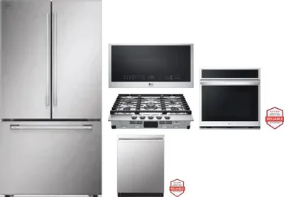 5 Piece Package Includes Refrigerator, Cooktop, Wall Oven, Microwave And Dishwasher