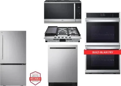 5 Piece Package Includes Refrigerator, Cooktop, Wall Oven, Microwave And Dishwasher