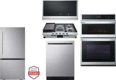 5 Piece Package Includes Refrigerator, Cooktop, Wall Oven, Microwave And Dishwasher