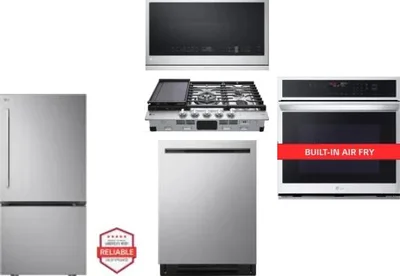 5 Piece Package Includes Refrigerator, Cooktop, Wall Oven, Microwave And Dishwasher