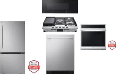 5 Piece Package Includes Refrigerator, Cooktop, Wall Oven, Microwave And Dishwasher
