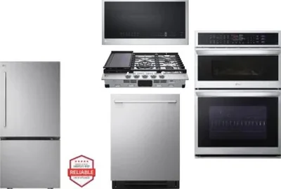 5 Piece Package Includes Refrigerator, Cooktop, Wall Oven, Microwave And Dishwasher