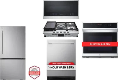 5 Piece Package Includes Refrigerator, Cooktop, Wall Oven, Microwave And Dishwasher