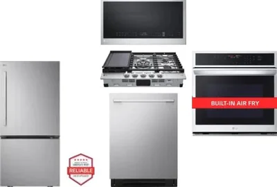 5 Piece Package Includes Refrigerator, Cooktop, Wall Oven, Microwave And Dishwasher