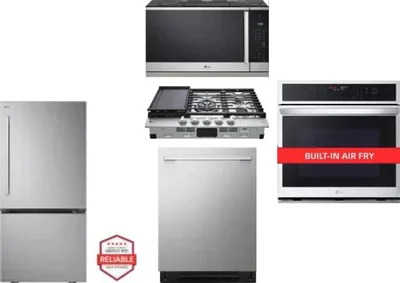5 Piece Package Includes Refrigerator, Cooktop, Wall Oven, Microwave And Dishwasher