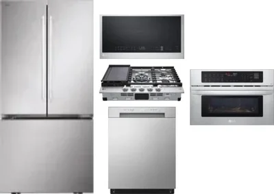 5 Piece Package Includes Refrigerator, Cooktop, Wall Oven, Microwave And Dishwasher