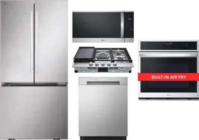 5 Piece Package Includes Refrigerator, Cooktop, Wall Oven, Microwave And Dishwasher
