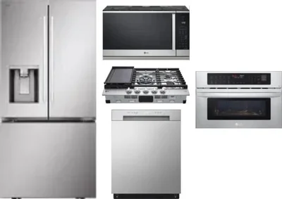 5 Piece Package Includes Refrigerator, Cooktop, Wall Oven, Microwave And Dishwasher