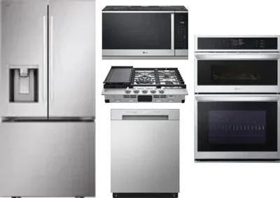 5 Piece Package Includes Refrigerator, Cooktop, Wall Oven, Microwave And Dishwasher
