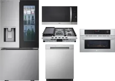 5 Piece Package Includes Refrigerator, Cooktop, Wall Oven, Microwave And Dishwasher