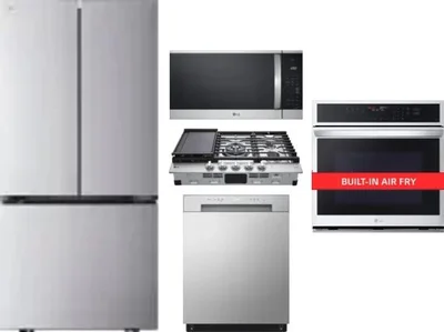 5 Piece Package Includes Refrigerator, Cooktop, Wall Oven, Microwave And Dishwasher