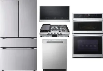 5 Piece Package Includes Refrigerator, Cooktop, Wall Oven, Microwave And Dishwasher