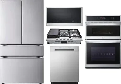 5 Piece Package Includes Refrigerator, Cooktop, Wall Oven, Microwave And Dishwasher