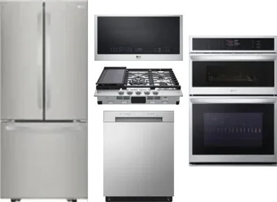 5 Piece Package Includes Refrigerator, Cooktop, Wall Oven, Microwave And Dishwasher