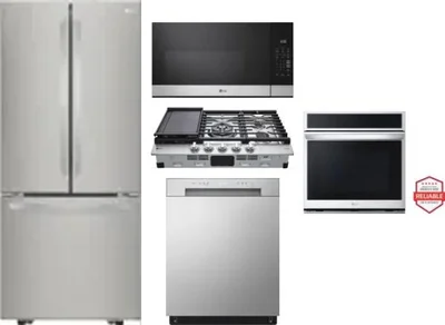 5 Piece Package Includes Refrigerator, Cooktop, Wall Oven, Microwave And Dishwasher