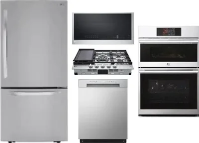 5 Piece Package Includes Refrigerator, Cooktop, Wall Oven, Microwave And Dishwasher