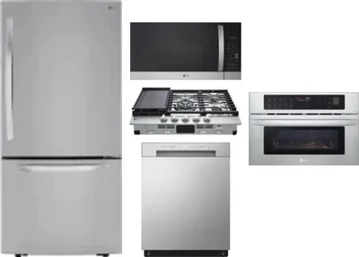5 Piece Package Includes Refrigerator, Cooktop, Wall Oven, Microwave And Dishwasher