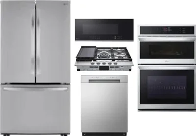5 Piece Package Includes Refrigerator, Cooktop, Wall Oven, Microwave And Dishwasher