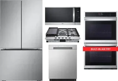5 Piece Package Includes Refrigerator, Cooktop, Wall Oven, Microwave And Dishwasher