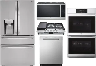 5 Piece Package Includes Refrigerator, Cooktop, Wall Oven, Microwave And Dishwasher