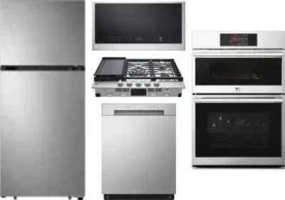 5 Piece Package Includes Refrigerator, Cooktop, Wall Oven, Microwave And Dishwasher