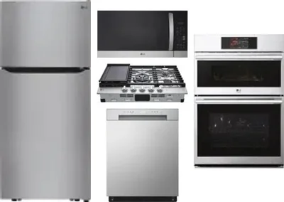 5 Piece Package Includes Refrigerator, Cooktop, Wall Oven, Microwave And Dishwasher