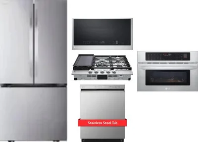 5 Piece Package Includes Refrigerator, Cooktop, Wall Oven, Microwave And Dishwasher